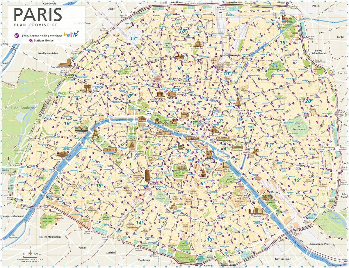 باريس الدراجة حصة خريطة
