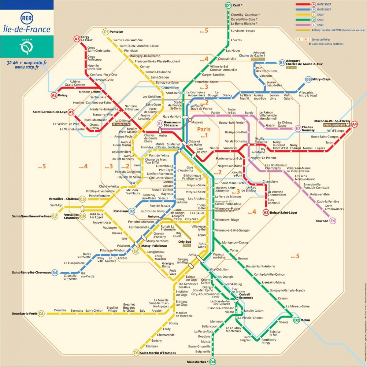 باريس قطار rer خريطة
