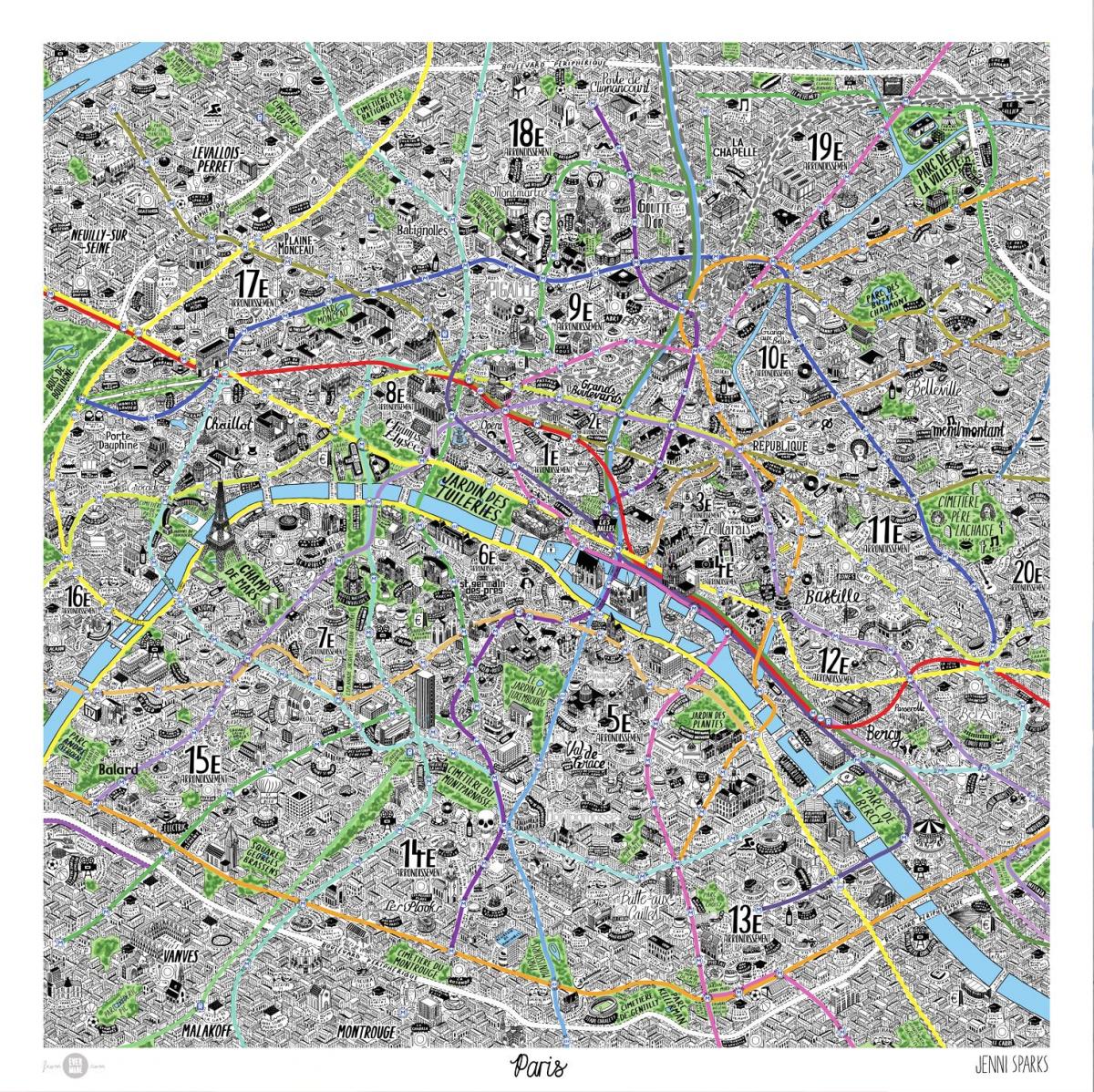 خريطة مرسومة باليد باريس