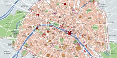 خريطة مترو باريس مع مناطق الجذب السياحي