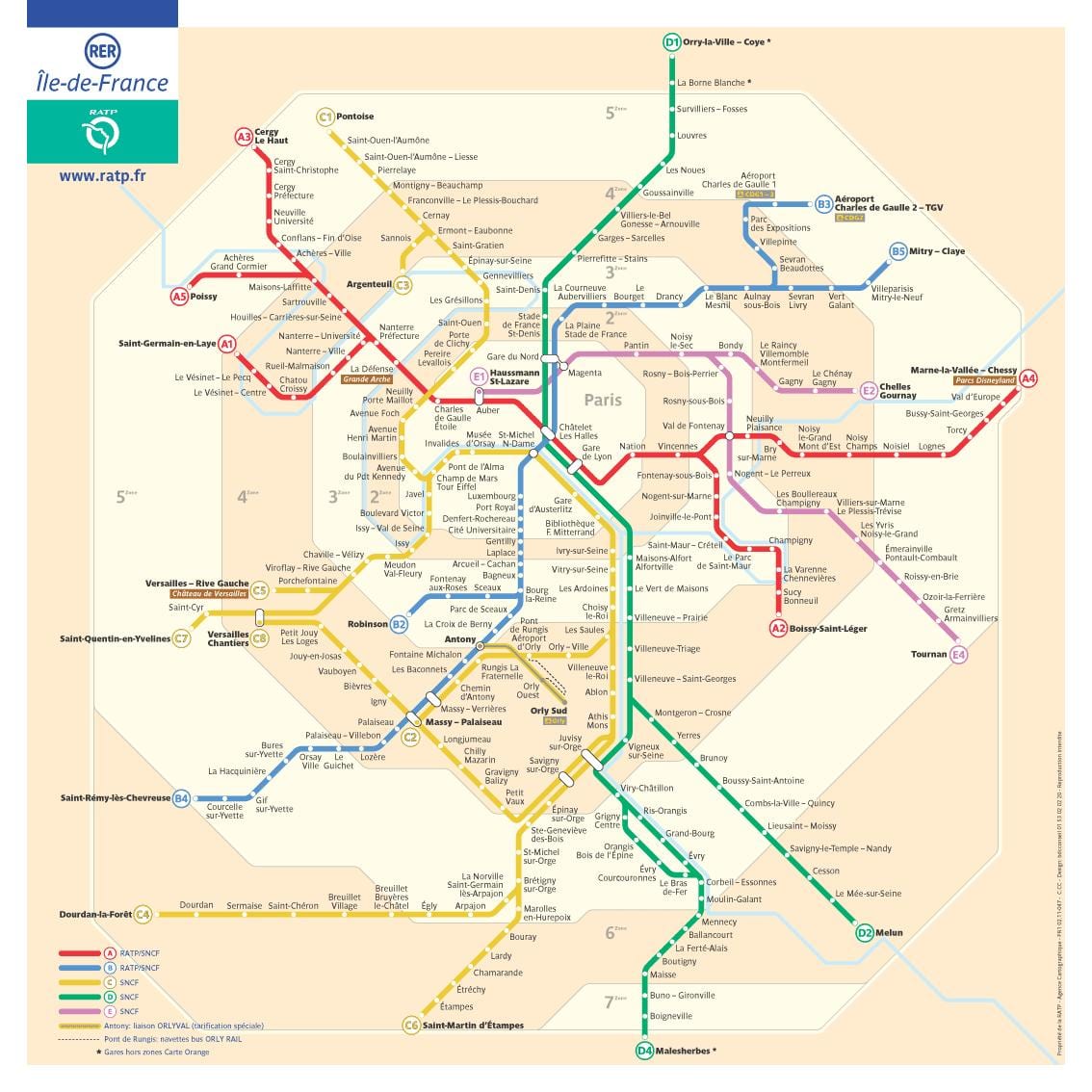 rer خريطة المترو