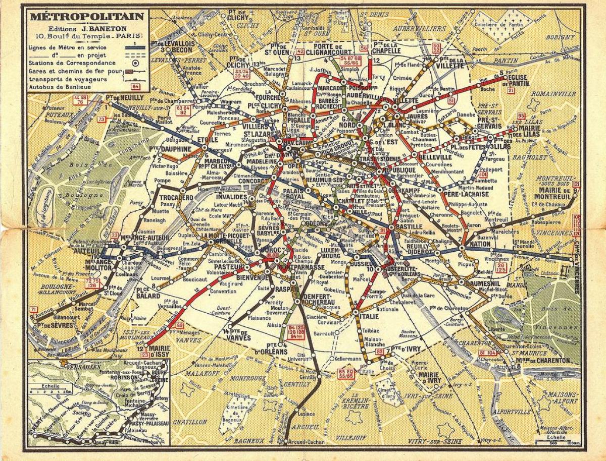 خريطة قديمة مترو باريس