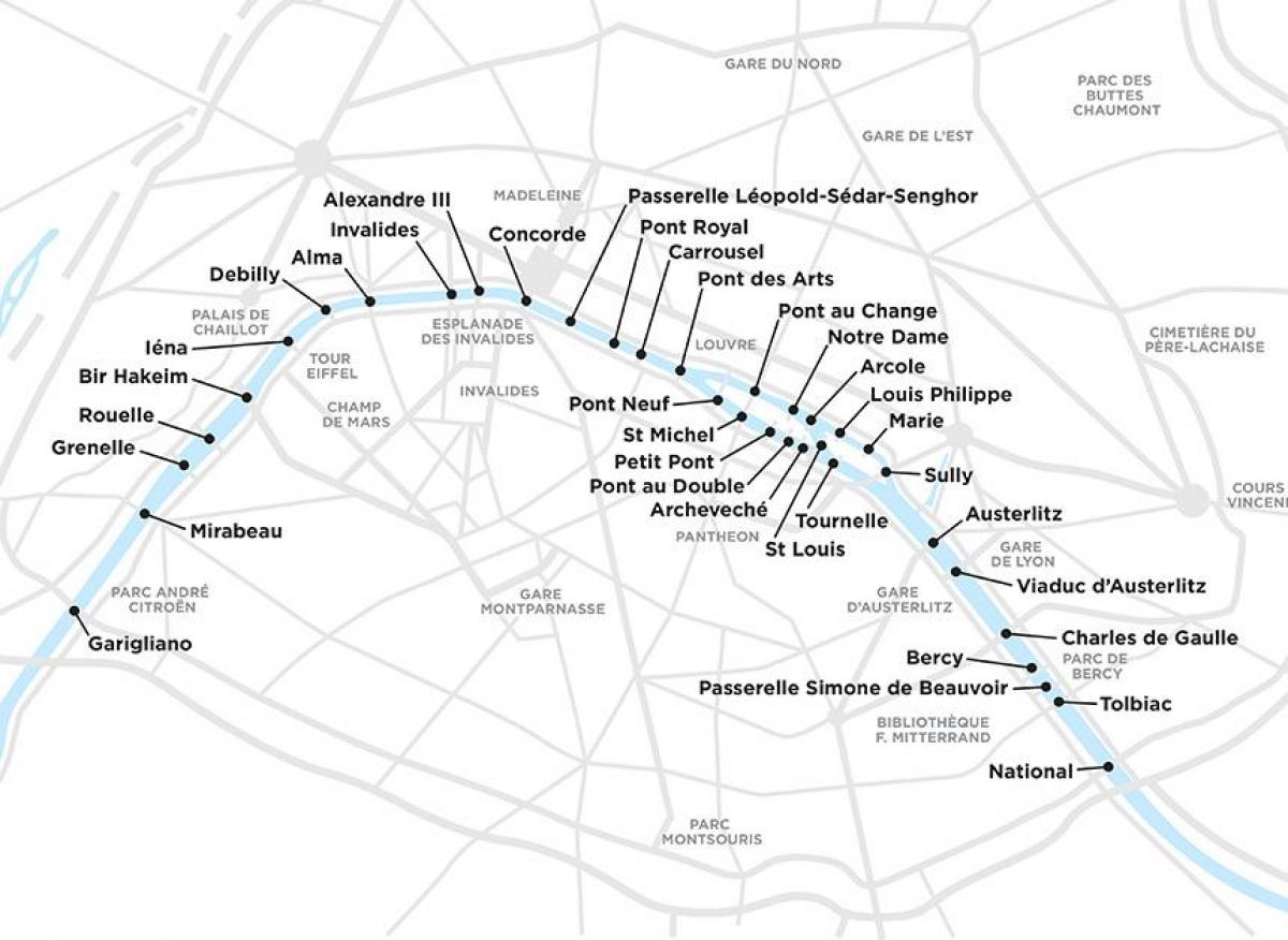 خريطة باريس الجسور