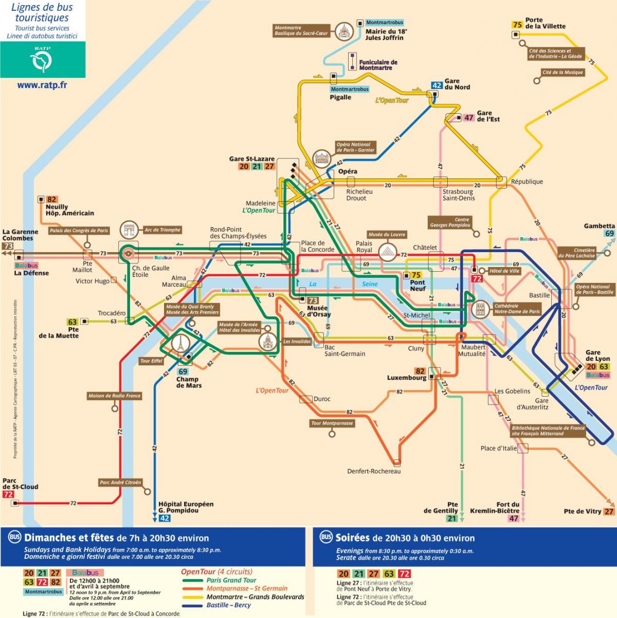 جولة مدينة باريس حافلة خريطة