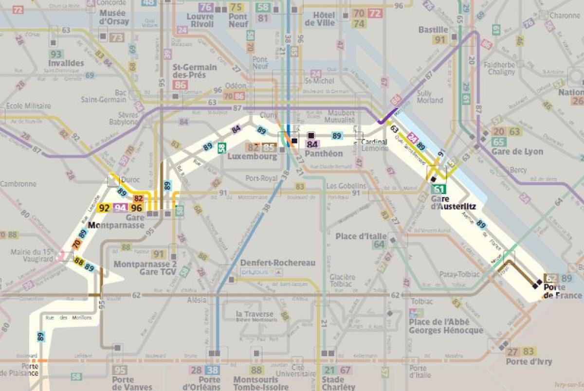 خريطة باريس حافلة 92 الطريق