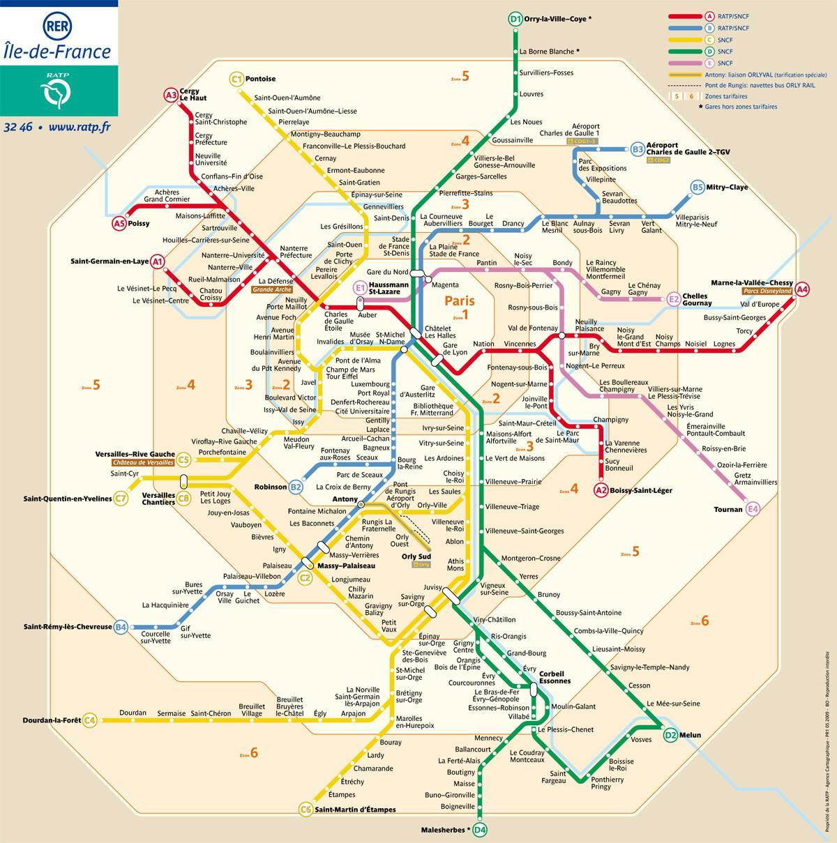 باريس منطقة خريطة المترو