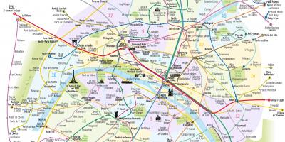 باريس أنبوب الخريطة مع الجذب السياحي